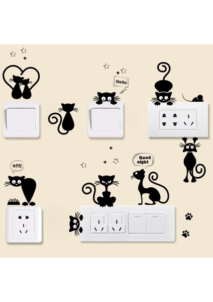 Karikatür Kedi Işık Anahtarı Telefon Duvar Çıkartmaları Çocuk Odaları Için Kendin Yap Ev Dekorasyonu Hayvanlar Duvar Çıkartmaları Pvc Duvar Sanatı (Yurt Dışından) fiyatları
