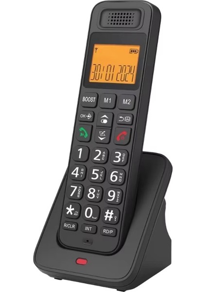 D1018 Iş Ofis Ev El Tipi Dijital Kablosuz Telefon LCD Ekranlı Sabit Sinyal Eu-Plug Siyah (Yurt Dışından)