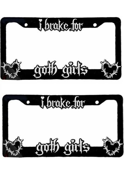 Goth Girls Için Fren Plaka Çerçevesi Kapağı Siyah Plaka Çerçeveleri Otomatik Plaka Çerçeveleri Taşınabilir (Yurt Dışından)