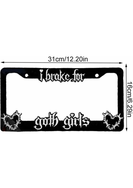 Goth Girls Için Fren Plaka Çerçevesi Kapağı Siyah Plaka Çerçeveleri Otomatik Plaka Çerçeveleri Taşınabilir (Yurt Dışından) modelleri