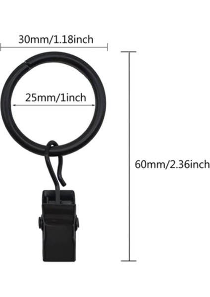 42 Paket Perdelik Perde Klipsi Halkaları, Perdeler Halkaları 1 Iç Çapta, Perde Askıları Klipleri Dekoratif Perdelik (Yurt Dışından) modelleri