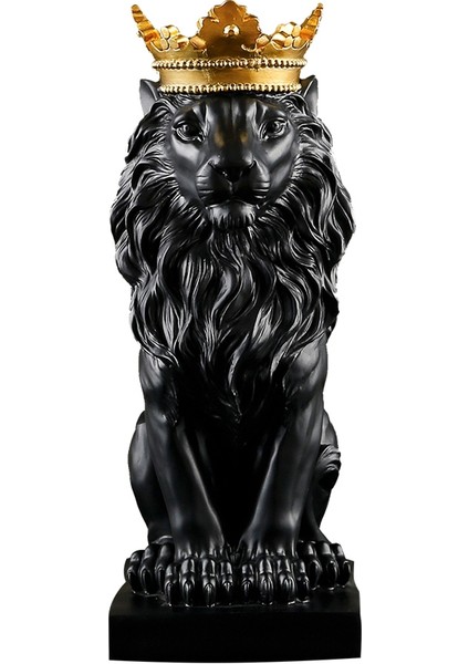 Soyut Taç Aslan Heykeli Ev Ofis Erkek Aslan Inanç Reçine Heykel El Sanatları Hayvan Sanat Dekor Süsler-Siyah (Yurt Dışından)