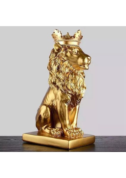 Soyut Taç Aslan Heykeli Ev Ofis Erkek Aslan Inanç Reçine Heykel El Sanatları Hayvan Sanat Dekor Süsler-Siyah (Yurt Dışından) fırsatları