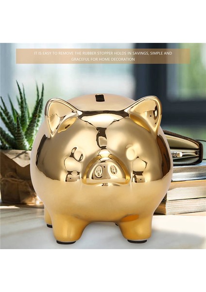 Seramik Altın Domuz Kuma Sevimli Para Kuma Yaratıcı Ev Mobilyaları Şanslı Domuz Dekorasyon, Altın Domuz (Yurt Dışından)