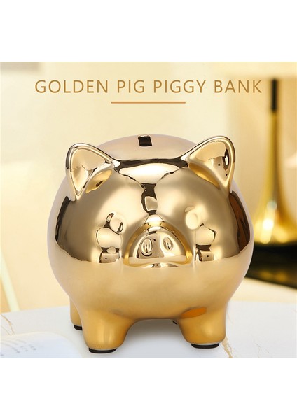 Seramik Altın Domuz Kuma Sevimli Para Kuma Yaratıcı Ev Mobilyaları Şanslı Domuz Dekorasyon, Altın Domuz (Yurt Dışından) modelleri