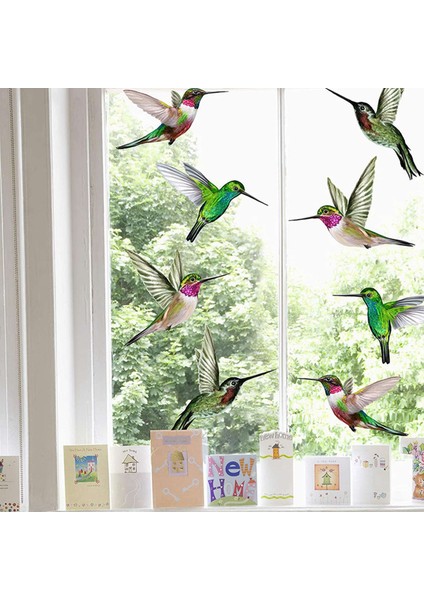 8 Büyük Güzel Sinek Kuşu Statik Pencere Etiketi Çıkartmaları Sinek Kuşu Anti Çarpışma Kuş Grev Pencere Çıkartmaları (Yurt Dışından) fiyatları
