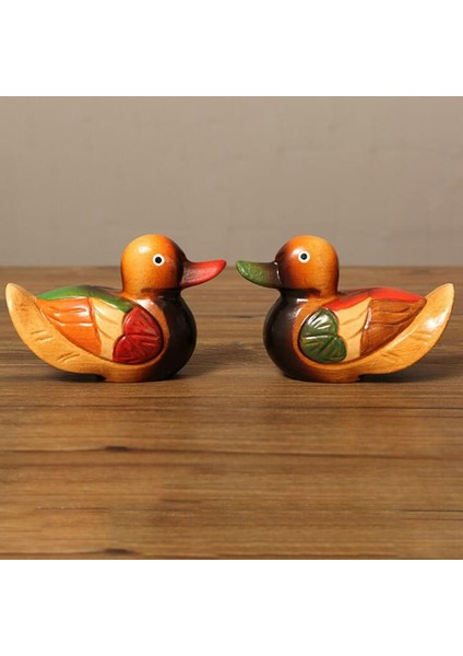 Ahşap Mandarin Ördek Modeli Dekor 2 Adet El Yapımı Düğün Hediyesi Başucu Süs Yaratıcı Mandarin Ördek Heykelcik (Yurt Dışından) fırsatları