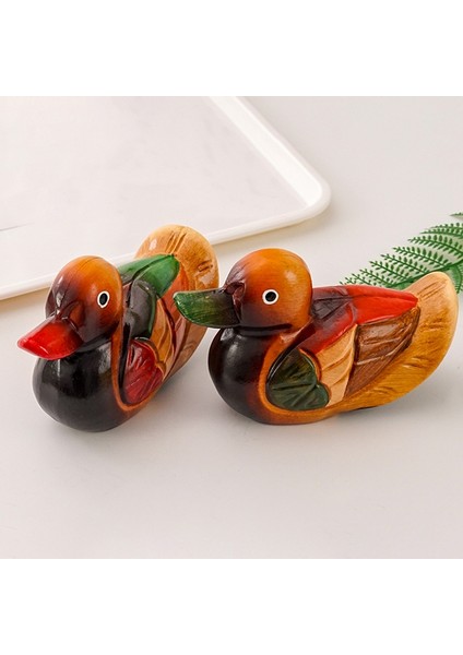 Ahşap Mandarin Ördek Modeli Dekor 2 Adet El Yapımı Düğün Hediyesi Başucu Süs Yaratıcı Mandarin Ördek Heykelcik (Yurt Dışından) indirimleri