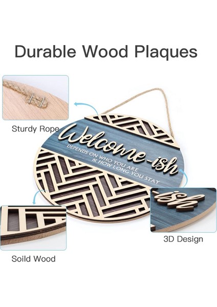 Ön Kapı Duvar Dekoru Için 3D Hoş Geldiniz Asma Tabelası Plaketi, Komik Hoş Geldiniz-Ish Ahşap Askı, Rustik Minimalist Ahşap (Yurt Dışından) fiyatları