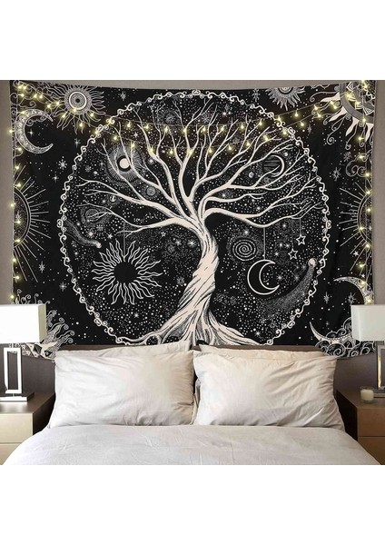 Ağaç Goblen Ay ve Güneş Siyah Duvar Asılı Goblen Psychedelic Mandala Yıldızlı Gökyüzü Goblen Hippi Goblen (Yurt Dışından) fiyatları