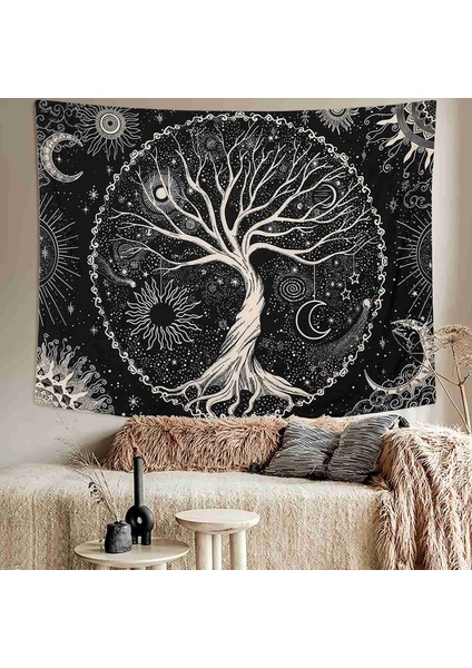 Ağaç Goblen Ay ve Güneş Siyah Duvar Asılı Goblen Psychedelic Mandala Yıldızlı Gökyüzü Goblen Hippi Goblen (Yurt Dışından) indirimleri