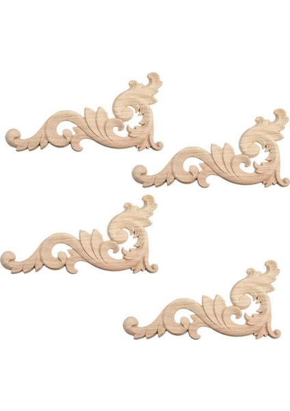 4 Adet Süs Süs Ahşap Süsler Gardırop Mobilya Köşesi Için El Yapımı 15X7.5CM (Yurt Dışından)