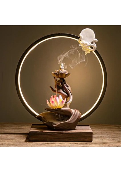 Lamba Halkası ile Seramik Geri Akış Tütsü Brülör Kapalı Sandal Ağacı Bergamot Tütsü Brülör Ev Ofis Dekorasyon B (Yurt Dışından) fiyatları