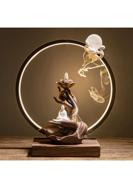 Lamba Halkası ile Seramik Geri Akış Tütsü Brülör Kapalı Sandal Ağacı Bergamot Tütsü Brülör Ev Ofis Dekorasyon B (Yurt Dışından) modelleri