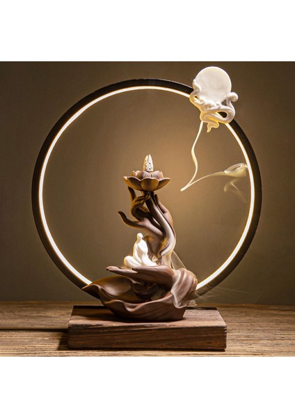 Lamba Halkası ile Seramik Geri Akış Tütsü Brülör Kapalı Sandal Ağacı Bergamot Tütsü Brülör Ev Ofis Dekorasyon B (Yurt Dışından) fırsatları