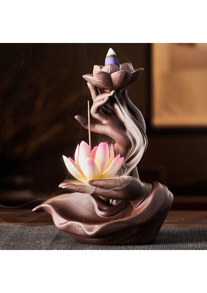 Lamba Halkası ile Seramik Geri Akış Tütsü Brülör Kapalı Sandal Ağacı Bergamot Tütsü Brülör Ev Ofis Dekorasyon B (Yurt Dışından) indirimleri