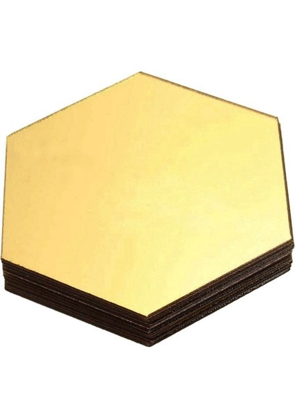 12 Adet Dıy 3D Ayna Altıgen Çıkartması Sanatsal Fresk Duvar Sticker Ev Dekor Çıkarılabilir Altın (Yurt Dışından)