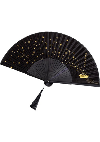 Küçük Katlanır El Fan Kadınlar Için Japon Vintage Stil Bambu Ipek Fanlar Parti Düğün Dans Dekorasyon Siyah (Yurt Dışından) fırsatları