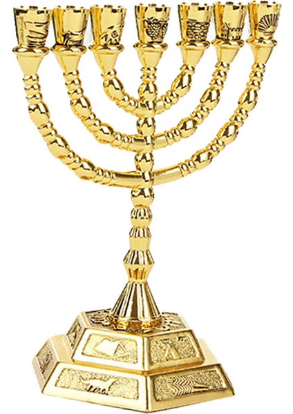 Altın Yahudi Menora Mumluklar Dinler Şamdan Hanuka Şamdanlar 7 Şube Menora -L (Yurt Dışından)