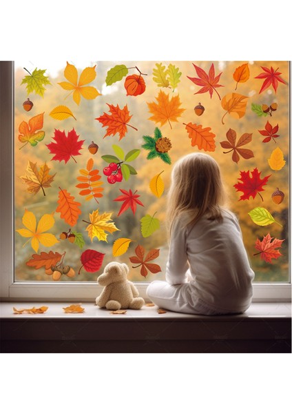 Şükran Günü Sonbahar Yaprakları Pencere Süslemeleri Pencere Çıkartmaları Cam Pencere Için Sonbahar Süslemeleri Mevsimsel Sonbahar Dekorasyonu (Yurt Dışından) indirimleri