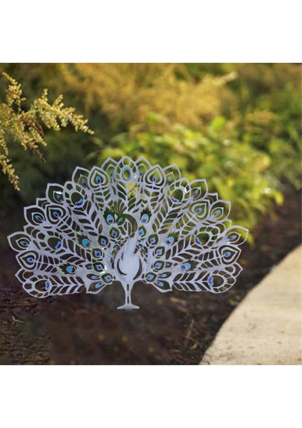 Metal Tavus Kuşu Bahçe Kazığı, Oyuk Bahçe Sanatı Tavus Kuşu Heykeli Dekoratif, Metal Tavus Kuşu Hayvanı Kuyruğunu Açar, Beyaz (Yurt Dışından) modelleri