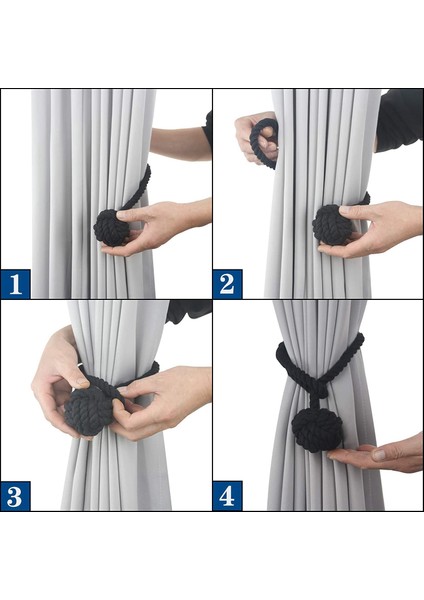 2 Adet El Yapımı Pamuklu Halat Perde Bağları Halat Düğüm Topu Dekoratif Bağlar Tutucular Ev Aksesuarları Perdeler- B (Yurt Dışından) indirimleri