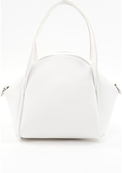 Beyaz SHK132 Suni Deri, Fermuarlı Tek Bölmeli, Çıtçıt Detaylı ,el, Kol ve Omuz Çantası modelleri