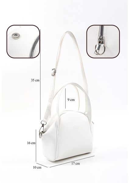 Beyaz SHK132 Suni Deri, Fermuarlı Tek Bölmeli, Çıtçıt Detaylı ,el, Kol ve Omuz Çantası fırsatları