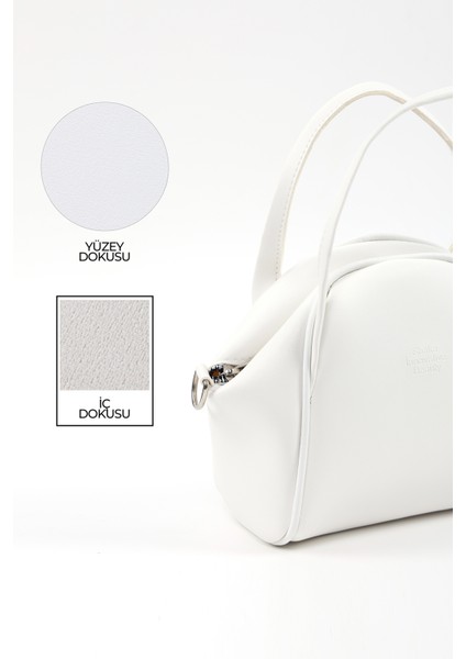 Beyaz SHK132 Suni Deri, Fermuarlı Tek Bölmeli, Çıtçıt Detaylı ,el, Kol ve Omuz Çantası indirimleri