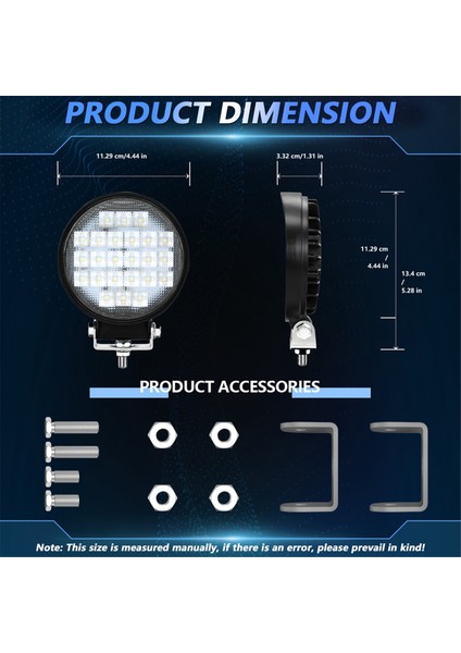 Inç Yuvarlak LED Çalışma Lambası, 2 Adet 72W Projektör Lambası Arazi Araçları, Kamyon, Traktör, Araba, Tekne, Atv, Utv Için (Yurt Dışından) modelleri