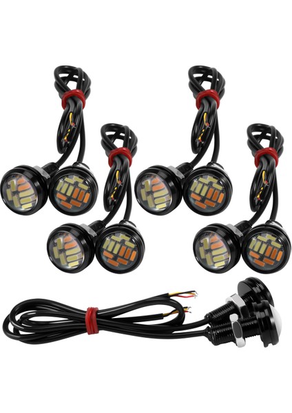10 Adet 12V 23MM Çift Renkli Switchback 4014 Smd 12 LED Drl Eagle Eye Gündüz Farı Araba Motor Dönüş Işıkları (Yurt Dışından) modelleri