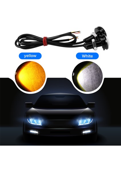 10 Adet 12V 23MM Çift Renkli Switchback 4014 Smd 12 LED Drl Eagle Eye Gündüz Farı Araba Motor Dönüş Işıkları (Yurt Dışından) indirimleri