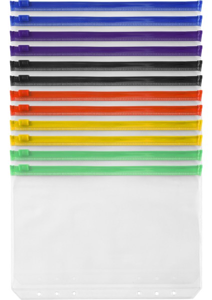 12 Adet A5 Boyutunda 6 Delikli Fermuarlı Klasör Cebi 6 Halkalı Defter Klasörleri Için Klasörler (Yurt Dışından)