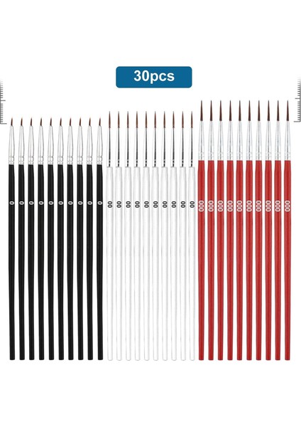 30 Adet Küçük Detay Boya Fırçası, 3 Boyut 0 00 000 El Sanatları Suluboya Akrilik B Için Küçük Çizgili Uçlu Boya Fırçaları (Yurt Dışından) indirimleri