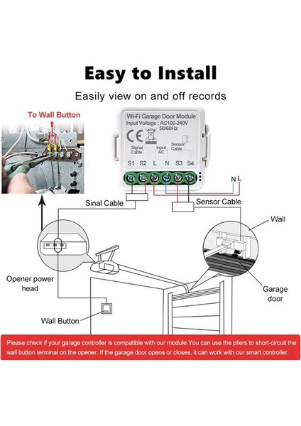 Tuya Akıllı Wifi Garaj Kapısı Açma Kontrol Cihazı Uygulaması Sesli Uzaktan Kumanda Alexa Google Home Assistant ile Çalışır (Yurt Dışından) fırsatları