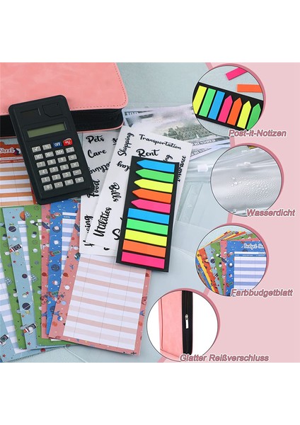 A6 Bütçe Planlayıcısı ve Hesap Makinesi Zip Bütçe Klasörü Para Tasarrufu Bütçesi Için Zarflı Bütçe Planlayıcısı (Pembe) (Yurt Dışından) fırsatları