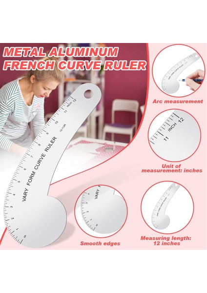 Çeşitli Form Eğrisi Cetveli 12 Inç Katı Metal Fransız Eğrisi Kalça Eğrisi Cetveli Dikiş Tasarımı Yapımını Ölçmek Için (Yurt Dışından) fırsatları