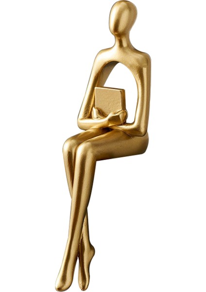 Düşünen Heykel Soyut Figür Heykel Küçük Süsler Reçine Heykel Ev Altın Soyut Heykel Ofis Dekor B (Yurt Dışından)