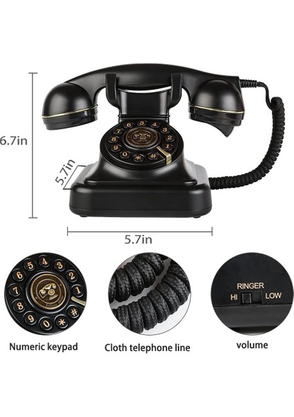 Retro Sabit Telefon, Ev Ofis Için Klasik Metal Çan Retro Telefon ile Eski Moda Vintage Sabit Hat Telefonları (Yurt Dışından) fırsatları