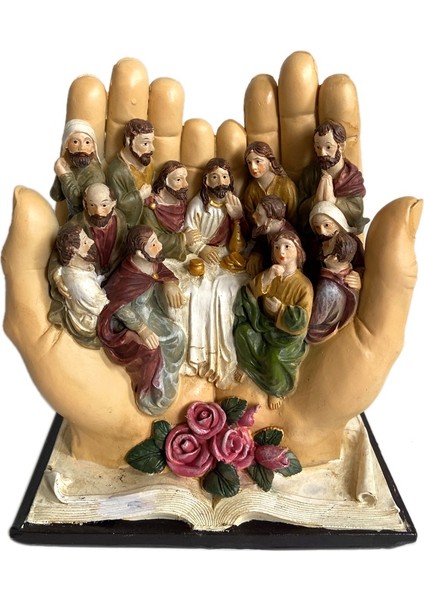 Son Akşam Yemeği Sahne Isa ve 12 Havari Dini Heykel Hıristiyan Katolik Heykelcik Dekor Dekoratif Hediye-A (Yurt Dışından)