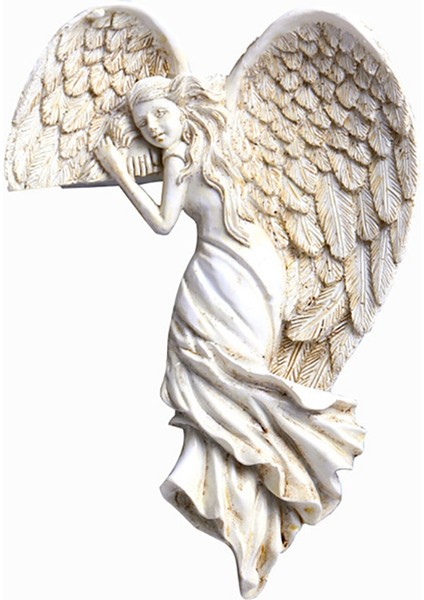 Kapı Çerçevesi Melek Kanadı Heykel Kalp Şeklinde Kanatlı Basit Melek Süsleme Ev Için Retro Reçine El Sanatları, Sağ (Yurt Dışından)