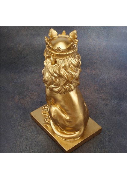 Soyut Taç Aslan Heykeli Ev Ofis Erkek Aslan Inanç Reçine Heykel El Sanatları Hayvan Sanat Dekor Süsler-Altın (Yurt Dışından)