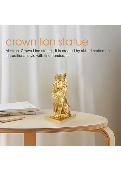 Soyut Taç Aslan Heykeli Ev Ofis Erkek Aslan Inanç Reçine Heykel El Sanatları Hayvan Sanat Dekor Süsler-Altın (Yurt Dışından) indirimleri