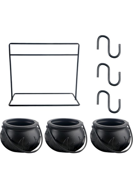 3 Adet Cadılar Bayramı Cadı Kazanı Şeker Kasesi Kazan Servis Kaseleri Rafta Cadılar Bayramı Kazanı ve 3 Adet Kanca (Yurt Dışından)