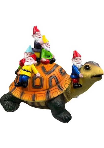 Bahçe Kaplumbağası Reçine El Sanatları Kaplumbağa Heykelciği Kaplumbağa Heykeli Açık Hava Dekoru Kaplumbağa Üzerinde Oturan Cüce (Yurt Dışından)