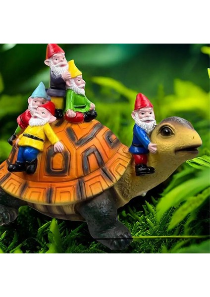 Bahçe Kaplumbağası Reçine El Sanatları Kaplumbağa Heykelciği Kaplumbağa Heykeli Açık Hava Dekoru Kaplumbağa Üzerinde Oturan Cüce (Yurt Dışından) modelleri