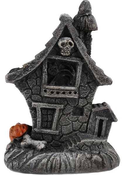 Kafatası Kafası Perili Ev Işıklı Cadılar Bayramı Süslemeleri Ev Balkabağı Kafatası Korkunç Kulübe El Sanatları Ev Dekoru A (Yurt Dışından)