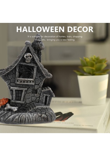 Kafatası Kafası Perili Ev Işıklı Cadılar Bayramı Süslemeleri Ev Balkabağı Kafatası Korkunç Kulübe El Sanatları Ev Dekoru A (Yurt Dışından) modelleri