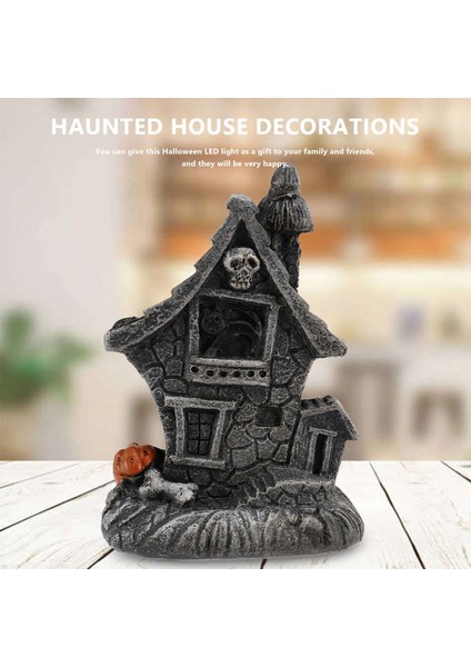 Kafatası Kafası Perili Ev Işıklı Cadılar Bayramı Süslemeleri Ev Balkabağı Kafatası Korkunç Kulübe El Sanatları Ev Dekoru A (Yurt Dışından) fırsatları