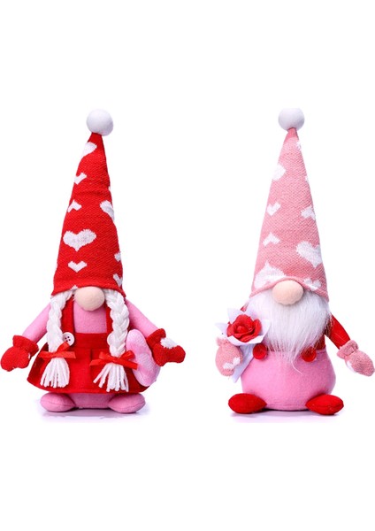 Sevgililer Günü Cüceleri Dekorasyon Peluş - 2 Adet Bay ve Bayan Iskandinav Tomte Bebek Sevgililer Günü Ev Masa Süsleri Için (Yurt Dışından)